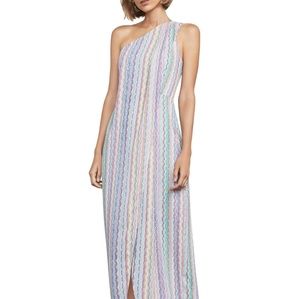 NWT Bcbgmaxazria Dries Striped One-Shoulder Dress